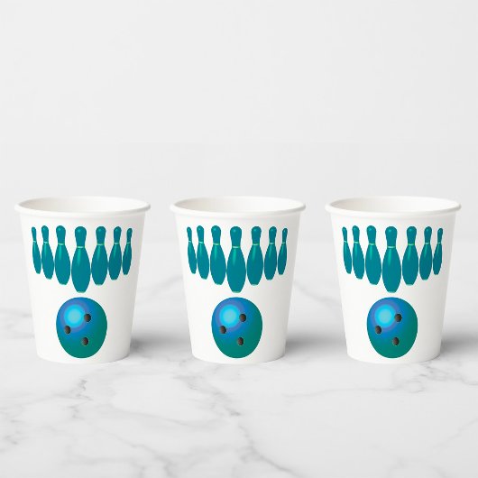 Bowling Ball en Pins Fun Sports Papieren Bekers