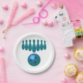 Bowling Ball en Pins Fun Sports Papieren Bordje (Feest)