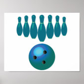 Bowling Ball en Pins Fun Sports Poster (Voorkant)