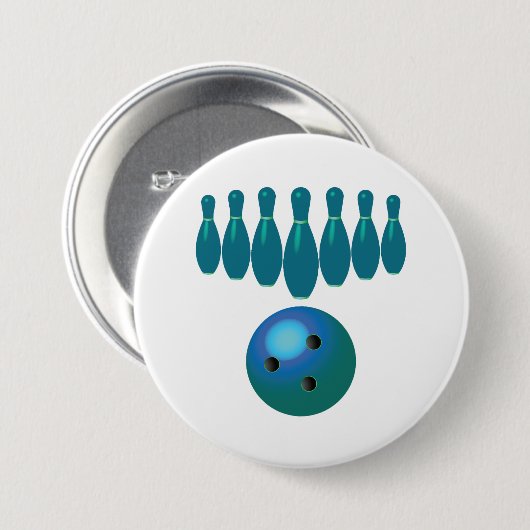 Bowling Ball en Pins Fun Sports Ronde Button 7,6 Cm (Voorkant /achterkant)