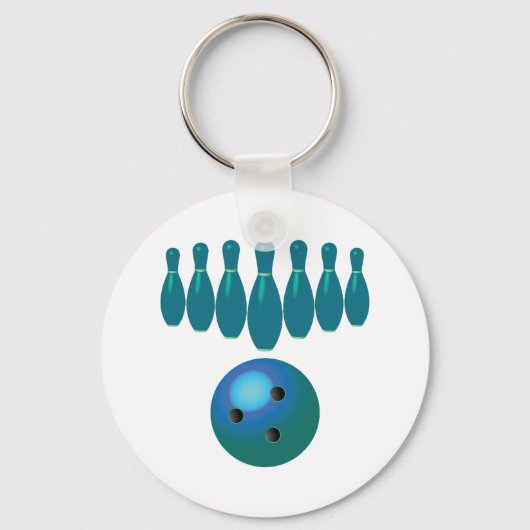 Bowling Ball en Pins Fun Sports Sleutelhanger (Voorkant)