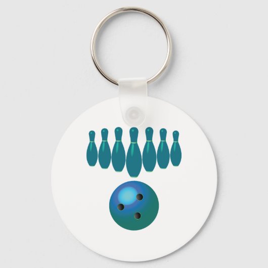 Bowling Ball en Pins Fun Sports Sleutelhanger (Achterkant)