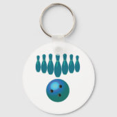 Bowling Ball en Pins Fun Sports Sleutelhanger (Voorkant)