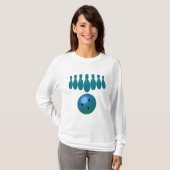 Bowling Ball en Pins Fun Sports T-shirt (Voorkant volledig)