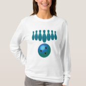 Bowling Ball en Pins Fun Sports T-shirt (Voorkant)
