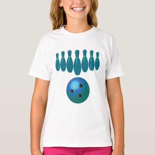 Bowling Ball en Pins Fun Sports T-shirt (Voorkant)