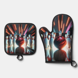 Bowling Ball en Pins Ovenwant & Pannenlap Set