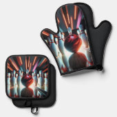 Bowling Ball en Pins Ovenwant & Pannenlap Set (Voorkant / Achterkant)