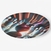 Bowling Ball en Pins Papieren Bordje (Gekanteld)