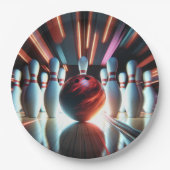Bowling Ball en Pins Papieren Bordje (Voorkant)