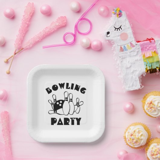 Bowling Ball en Pins Papieren Bordje (Feest)
