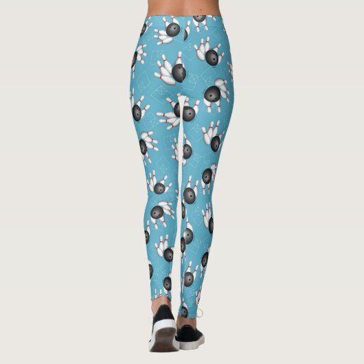 Bowling Ball en Pins Pattern Blue Leggings (Achterkant)