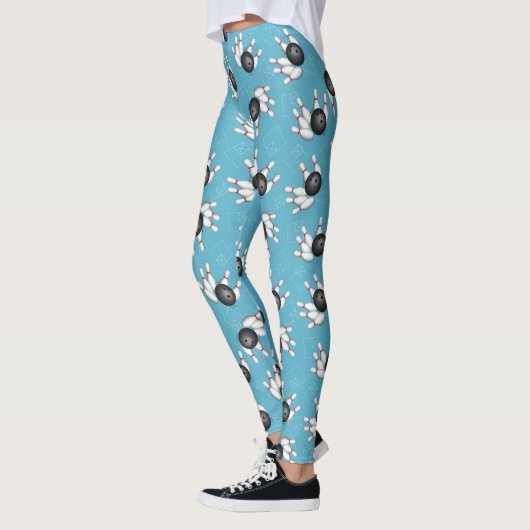 Bowling Ball en Pins Pattern Blue Leggings (Links)