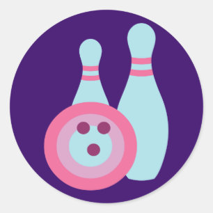 Bowling Ball en Pins Ronde Sticker