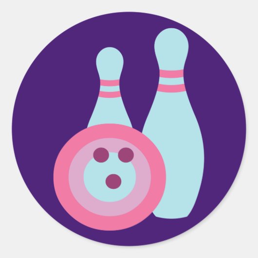 Bowling Ball en Pins Ronde Sticker (Voorkant)
