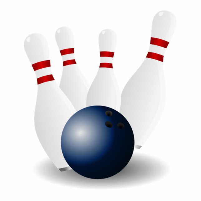 Bowling Ball en Pins Staand Fotobeeldje (Voorkant)