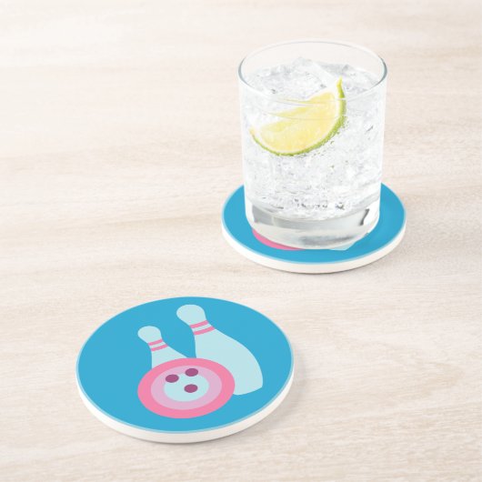 Bowling Ball en Pins Zandsteen Onderzetter (Zijkant)