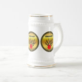 Bowling ball en spelden met het woord STRIKEOLOGIS Bierpul (Voorkant rechts)