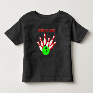 Bowling ball en spelden met het woord STRIKEOLOGIS Kinder Shirts