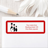 Bowling ball en spelden zwart rood etiket (Insitu)