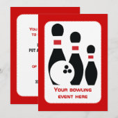 Bowling ball en spelden zwart rood kaart (Voorkant / Achterkant)