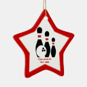 Bowling ball en spelden zwart rood keramisch ornament (Rechts)