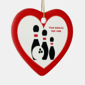 Bowling ball en spelden zwart rood keramisch ornament (Rechts)