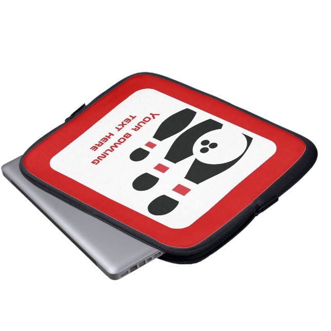 Bowling ball en spelden zwart rood laptop sleeve (Voorkant onderkant)