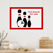 Bowling ball en spelden zwart rood poster (Keuken)