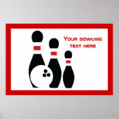 Bowling ball en spelden zwart rood poster (Voorkant)