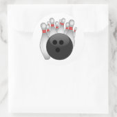 Bowling Ball en Tien Pins Ronde Sticker (Tas)