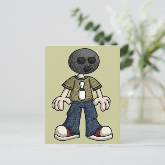 Bowling Ball Head Briefkaart (Staand voorkant)
