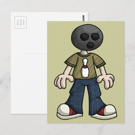 Bowling Ball Head Briefkaart (Voorkant / Achterkant)
