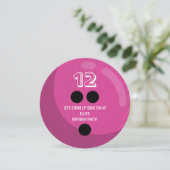 Bowling Ball | Kinderen van Birthday | Fuchsia Pin Kaart (Staand voorkant)