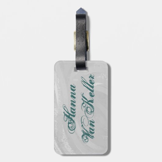 Bowling Ball Leopard Blauwgroen Bagagelabel (Achterkant verticaal)