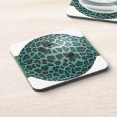 Bowling Ball Leopard Blauwgroen Bier Onderzetter (Linkerzijde)