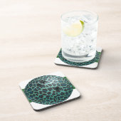 Bowling Ball Leopard Blauwgroen Bier Onderzetter (Rechterzijde)