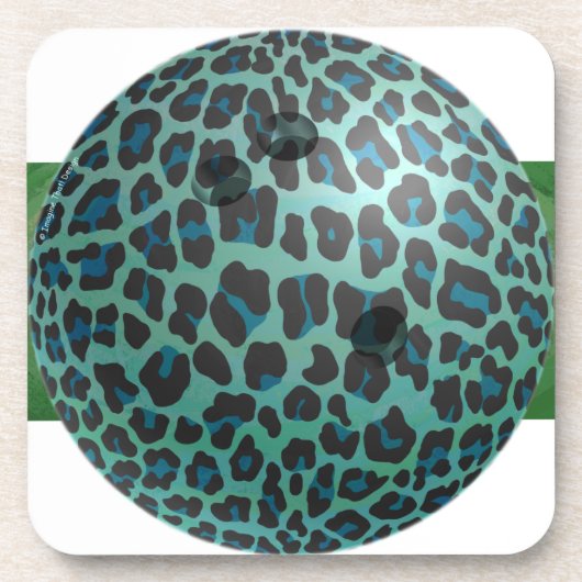 Bowling Ball Leopard Blauwgroen Bier Onderzetter (Voorkant)