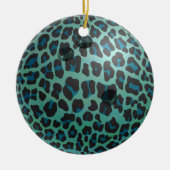 Bowling Ball Leopard Blauwgroen Keramisch Ornament (Voorkant)