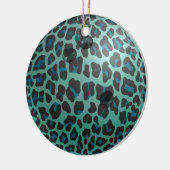 Bowling Ball Leopard Blauwgroen Keramisch Ornament (Links)