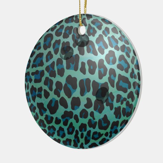 Bowling Ball Leopard Blauwgroen Keramisch Ornament (Links)