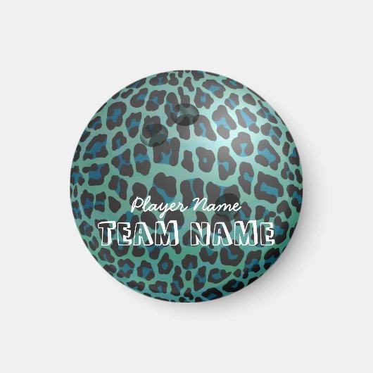 Bowling Ball Leopard Blauwgroen Magneet (Voorkant)