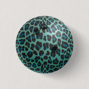 Bowling Ball Leopard Blauwgroen Ronde Button 3,2 Cm