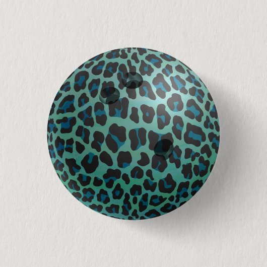 Bowling Ball Leopard Blauwgroen Ronde Button 3,2 Cm (Voorkant)