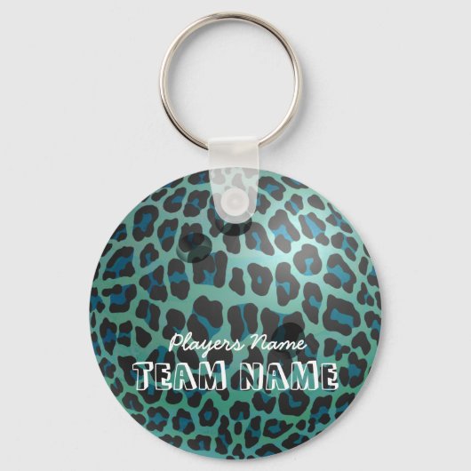 Bowling Ball Leopard Blauwgroen Sleutelhanger (Voorkant)