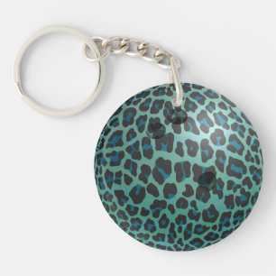 Bowling Ball Leopard Blauwgroen Sleutelhanger