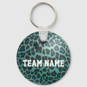 Bowling Ball Leopard Blauwgroen Sleutelhanger (Voorkant)