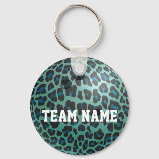 Bowling Ball Leopard Blauwgroen Sleutelhanger (Voorkant)