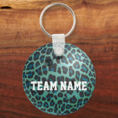 Bowling Ball Leopard Blauwgroen Sleutelhanger (Voorkant)
