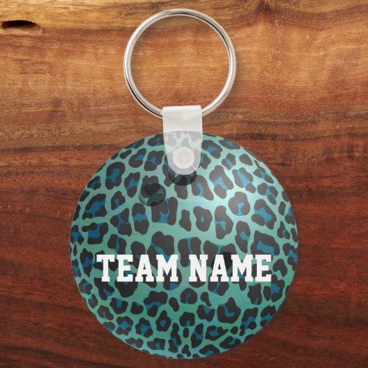 Bowling Ball Leopard Blauwgroen Sleutelhanger (Voorkant)